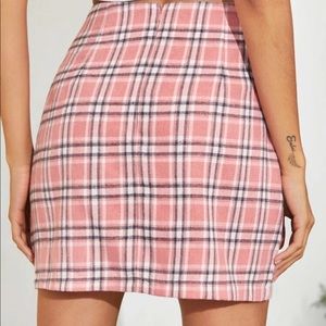 Pink plaid skirt